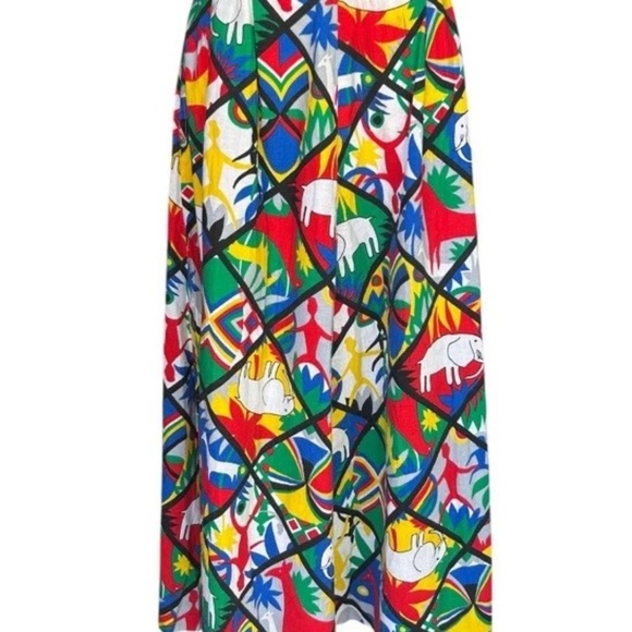 Vintage American Sophisticates 1980s Bold Abstract Geometric Print Midi Skirt S - Picture 3 of 13